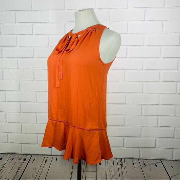 10/$25🦋 Mossimo Orange Ruffle Tie-Neck Tank - Size XS - Picture 1 of 9